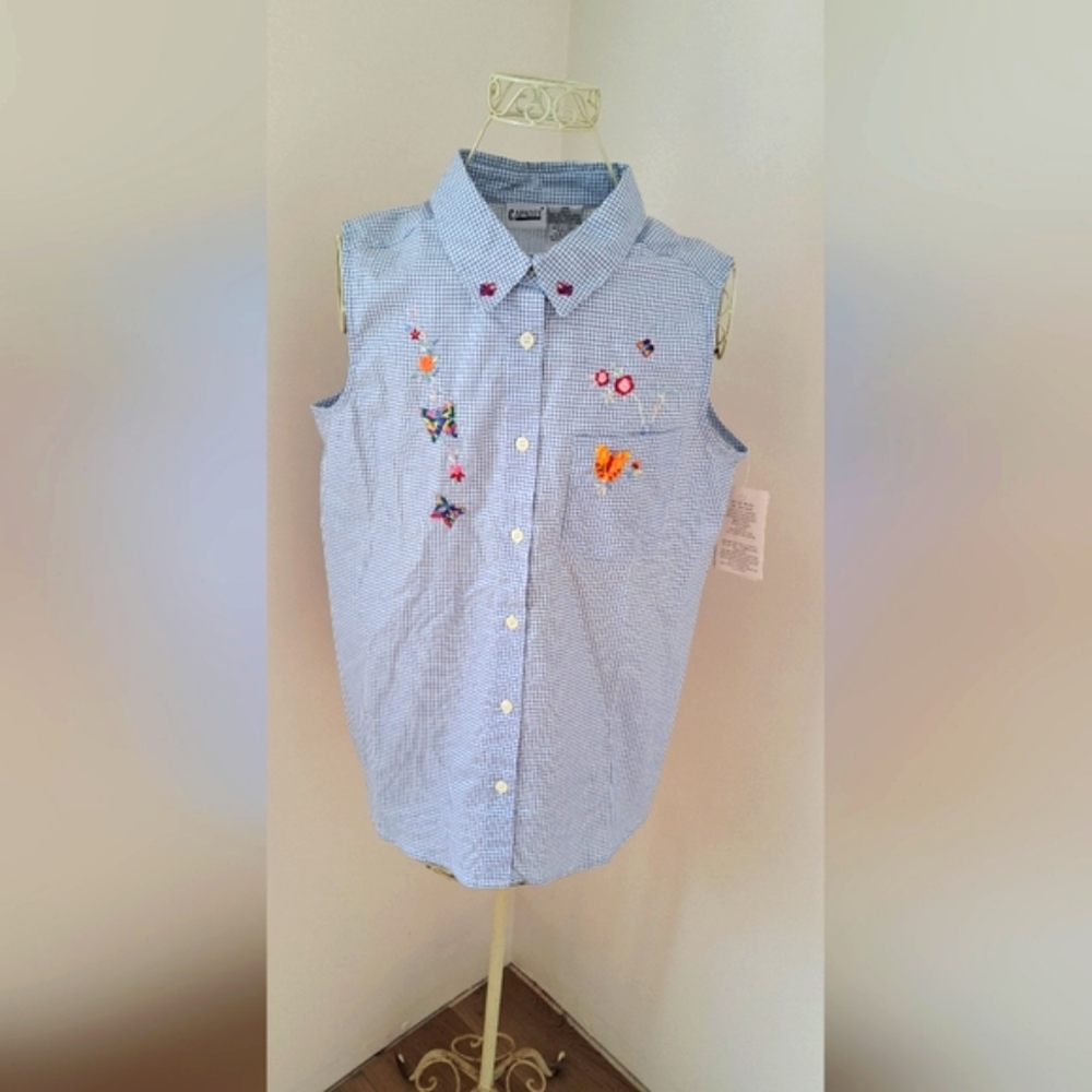 NWT Vintage 90s Capacity button down  Cottagecore Embroidered top, size L.